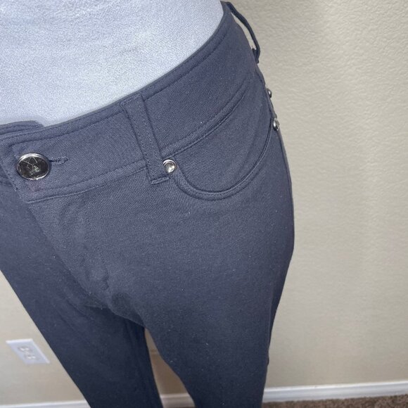 Seven7 Women's Black Bling Skinny Leg Stretch Pull On Legging Ponte Pant Sz 10 - Picture 3 of 12